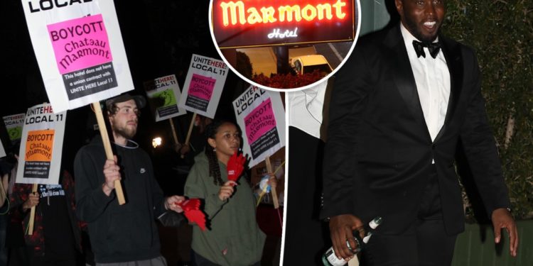 A-listers pass protesters and police to attend Jay-Z's Oscar bash