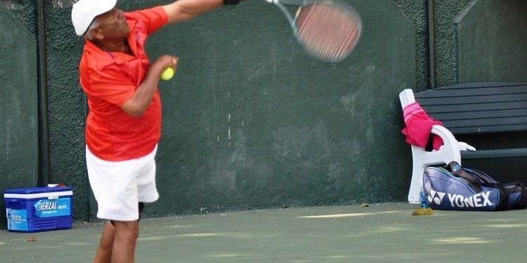 Ramarao Dosa beat Ali Rymbai Hydar 6-0, 6-0 in the men's singles 70 plus category at the MSLTA courts in Mumbai on Monday. (Pic credit: MSLTA)