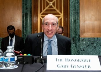 Gary Gensler,Chair of the Securities and Exchange Commission(SEC), takes his seat before the start of the Senate Banking, Housing, and Urban Affairs Committee hearing on "Oversight of the US Securities and Exchange Commission" on September 14, 2021 in Washington,DC. (Photo by Bill Clark / POOL / AFP) (Photo by BILL CLARK/POOL/AFP via Getty Images)