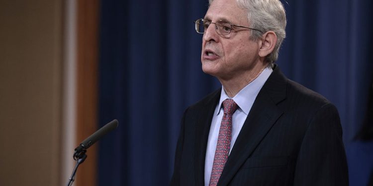 WASHINGTON, DC - DECEMBER 06: Attorney General Merrick B. Garland speaks at a press conference at the Department of Justice on December 06, 2021 in Washington, DC. Garland and Associate Attorney General Vanita Gupta held the press conference to announce that the Justice department was suing Texas over their recent redistricting which the department says violates the Voting Rights Act. (Photo by Anna Moneymaker/Getty Images)