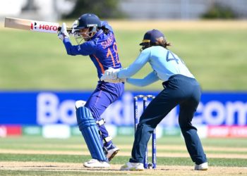 Smriti Mandhana bats during the 2022 ICC Women's Cricket World Cup match against England. Pic: Getty Images