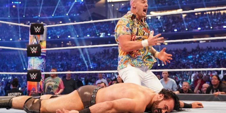 Drew McIntyre defeated Happy Corbin in the second match of WrestleMania Saturday