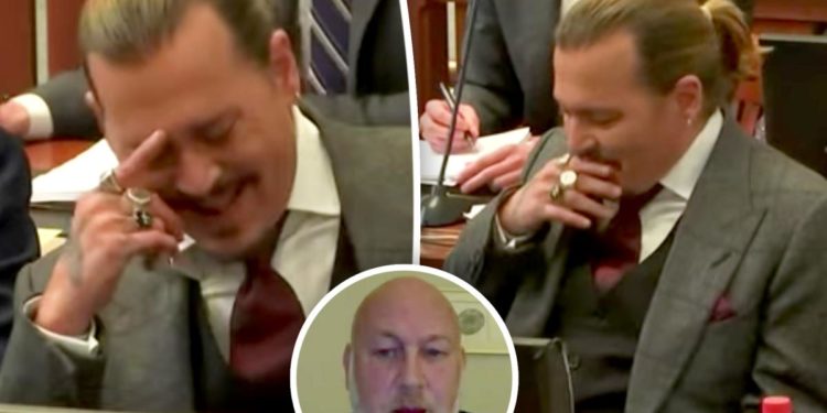 Johnny Depp laughs as court talks about his exposed penis