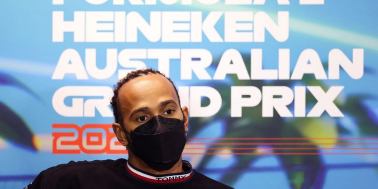 Lewis Hamilton talks in the Drivers' Press Conference before practice ahead of the F1 Grand Prix of Australia (Photo by Robert Cianflone/Getty Images)