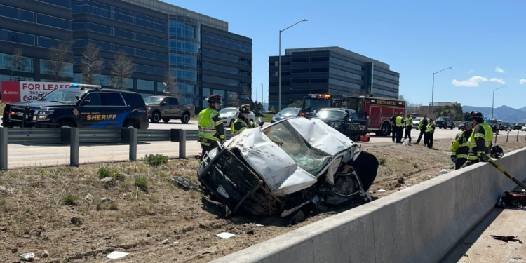 A man and child die in a single-vehicle crash on C-470 in Douglas County.