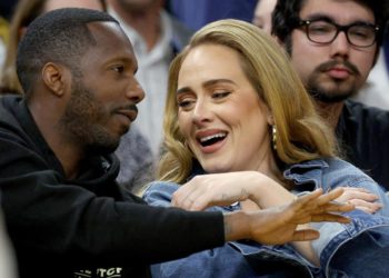 Adele and Rich Paul yuk it up court side during NBA game