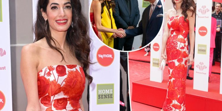 Amal Clooney wears floral gown at Prince's Trust Awards