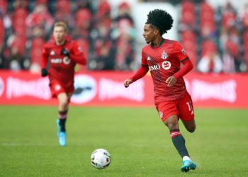 Jayden Nelson in action for Toronto FC