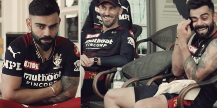 Virat Kohli (L) shares his thoughts on Faf du Plessis as a captain. (P.C.:RCB YouTube)