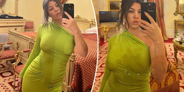 Kourtney Kardashian goes braless in Italy with Travis Barker