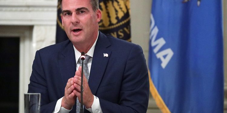 WASHINGTON, DC - JUNE 18:  Governor Kevin Stitt (R-OK) speaks during a roundtable at the State Dining Room of the White House June 18, 2020 in Washington, DC. President Trump held a roundtable discussion with Governors and small business owners on the reopening of Americanâ€™s small business. (Photo by Alex Wong/Getty Images)