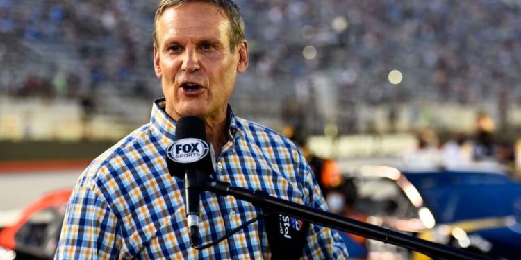 BRISTOL, TENNESSEE - JULY 15: Tennessee Governor Bill Lee gives the command to start engines prior to the NASCAR Cup Series All-Star Race at Bristol Motor Speedway on July 15, 2020 in Bristol, Tennessee. (Photo by Jared C. Tilton/Getty Images)