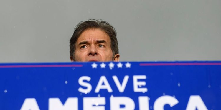 GREENSBURG, PA - MAY 06: Pennsylvania Republican U.S. Senate candidate Dr. Mehmet Oz speaks at a rally in support of his campaign sponsored by former President Donald Trump at the Westmoreland County Fairgrounds on May 6, 2022 in Greensburg, Pennsylvania. Former President Trump endorsed Dr. Oz in the Pennsylvania Republican primary race for the U.S. Senate over his top opponent David McCormick. (Photo by Jeff Swensen/Getty Images)