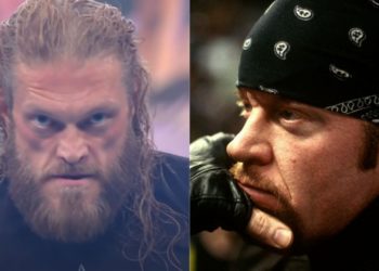 WWE Hall of Famers Edge (left) and The Undertaker (right)