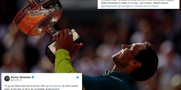 Rafael Nadal lifts his 14th Grand Slam crown. Pic: Getty Images