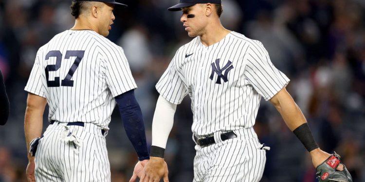 New York Yankees outfielders Giancarlo Stanton and Aaron Judge both hit first-inning home runs against the Minnesota Twins on Tuesday night