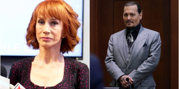 Kathy Griffin and Johnny Depp (Image via Frederick M. Brown/Getty Images, and Evelyn Hockstein/Pool/AFP/Getty Images)