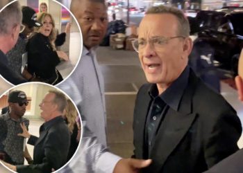 Tom Hanks yells at fans after they nearly knock over Rita Wilson