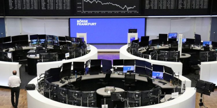 Euro zone shares slide 1% after ECB signals rates lift-off