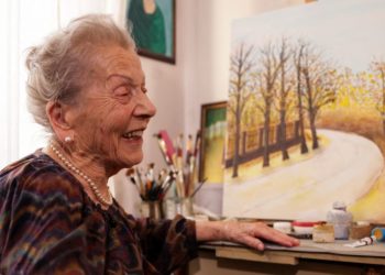 Bosnian woman marks 100th birthday by staging her own art exhibition