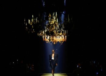Saint Laurent hits Paris catwalk with broad-shouldered glamour